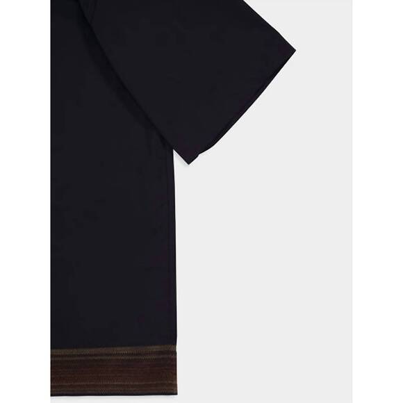 NEW COMMAS sun waves camp collar shirt in black